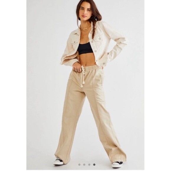 free people rumors denim Women jacket Size Large Classic Chic Preppy - Picture 3 of 10